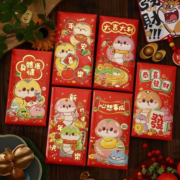 Nvzi-a 12Pcs Red Envelopes for Chinese New Year Lucky Hong Bao for Spring Festival, Wedding,Birthday-B