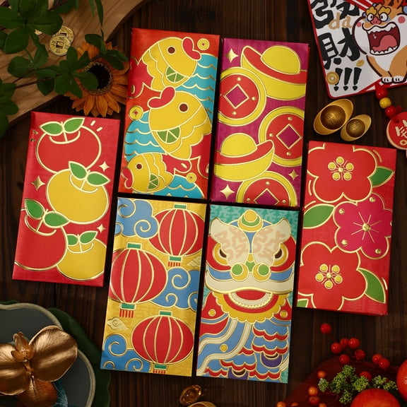 Nvzi-a 12Pcs Red Envelopes for Chinese New Year Lucky Hong Bao for Spring Festival, Wedding,Birthday-H