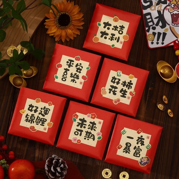 Nvzi-a 12Pcs Red Envelopes for Chinese New Year Lucky Hong Bao for Spring Festival, Wedding,Birthday-L