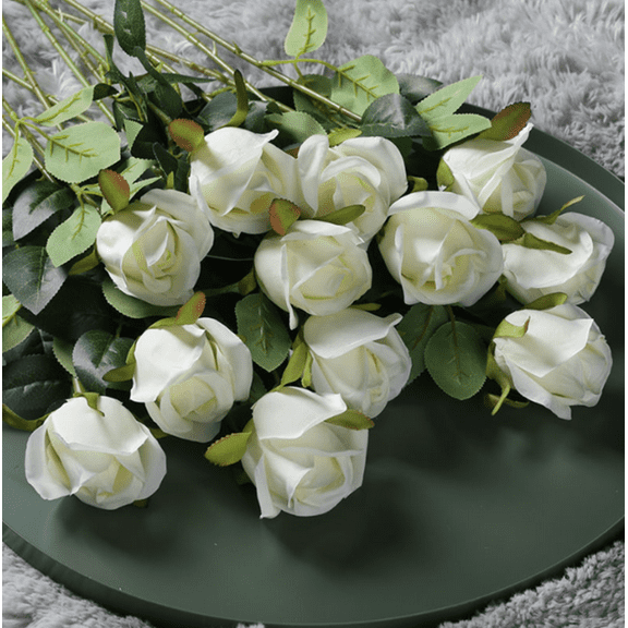 Nvzi-a 12pcs Snow Mountain Rose Artificial Flowers, Fake flowers, Flores Artificiales Para, Wedding Decor