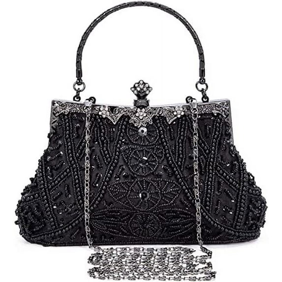 Nvzi-a 1920s Vintage Beaded Clutch Evening Bags for Women Formal Bridal Wedding Clutch Purse Prom Cocktail Party Handbags
