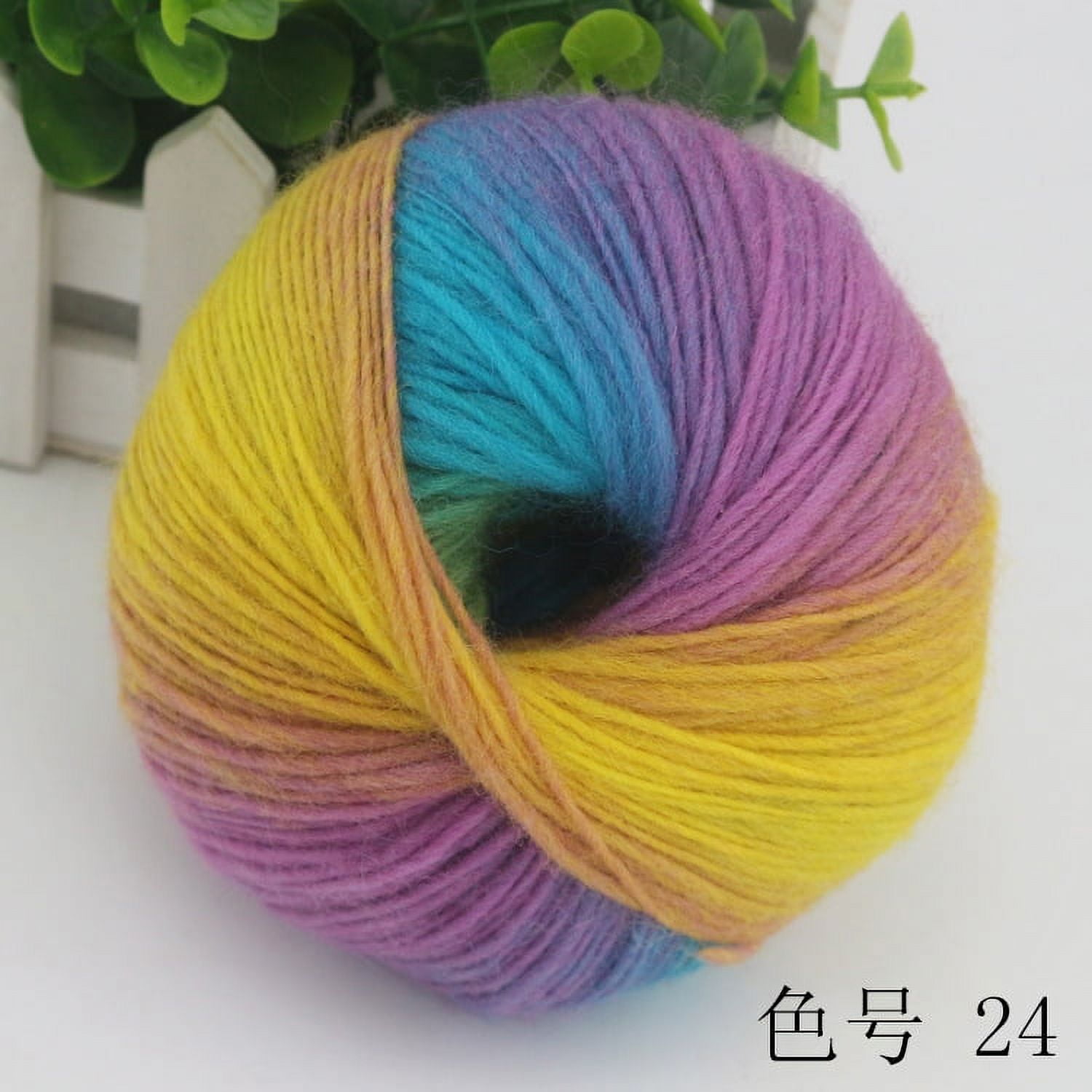 Nvzi-a 2 Pack Rainbow Soft Yarn 100% Wool Gradient Multi Color Yarn for ...