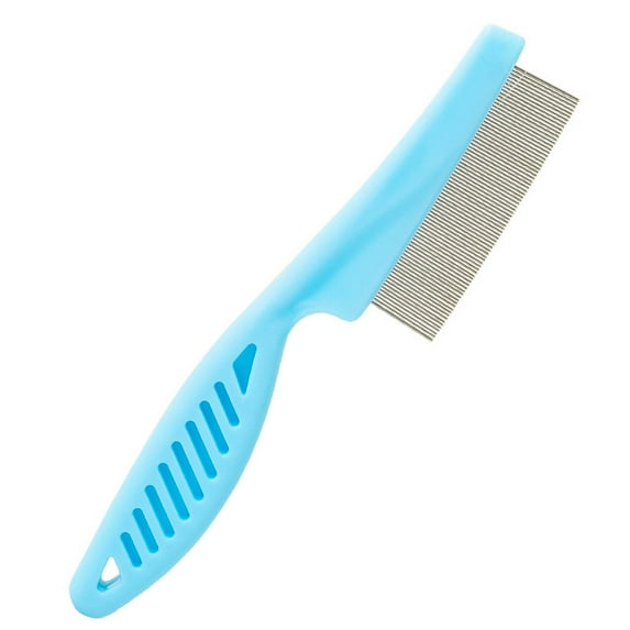 Nvzi-a 2-piece pet comb, narrow comb, dog, cat, beard, mouth hair, dense teeth, small face comb, cleaning comb, flea comb, row comb (blue, large)
