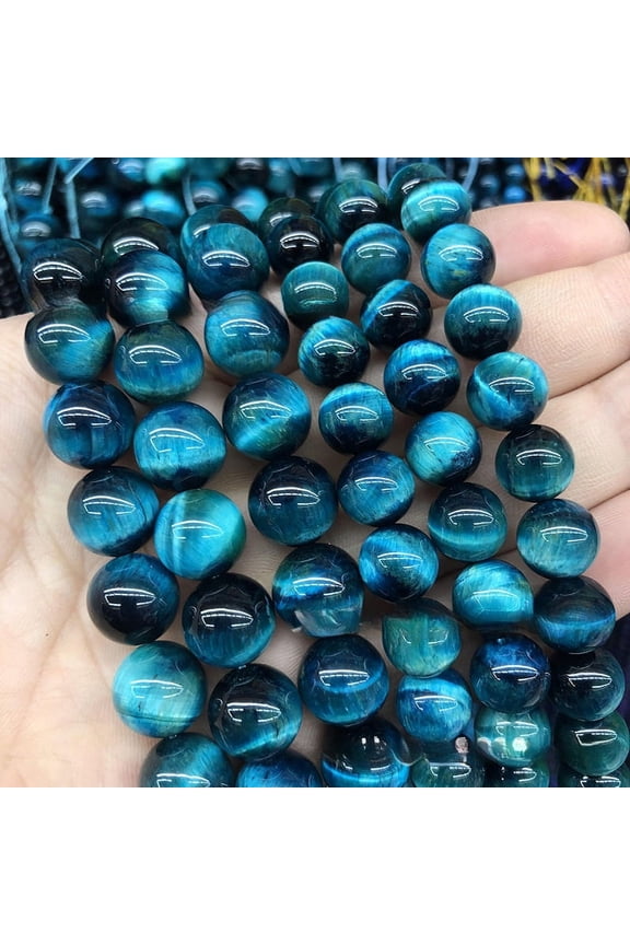 2 pieces 6mm natural blue tiger eye stone loose beads semi-finished natural stone bead bracelet necklace DIY jewelry accessories