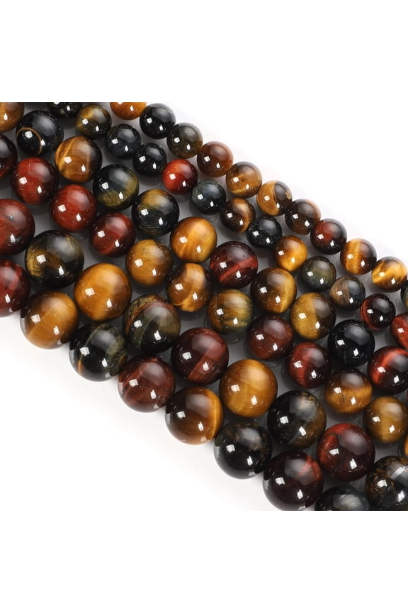 2 pieces 6mm natural stone bead bracelet necklace DIY accessory natural tri color tiger eye stone semi-finished loose beads