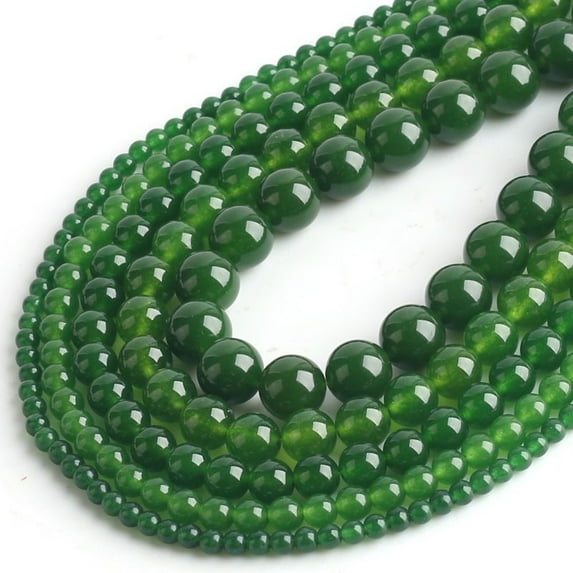Nvzi-a 2 pieces of deep green natural stone loose beads, natural stone round beads DIY handmade jewelry bead accessories (12mm)