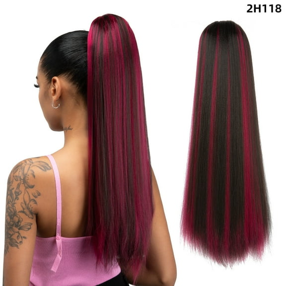 Nvzi-a 20" Ponytail Extensions Drawstring Long Straight Fake Pony Tail Natural Soft Clip in Hair Extension Synthetic Heat Resistant HairpieceD