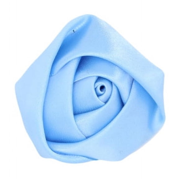 Nvzi-a 20PCS Satin Ribbon Rose,Handmade Fabric Flowers for DIY Sewing Crafts Appliques Weddings Clothing Decor,Blue