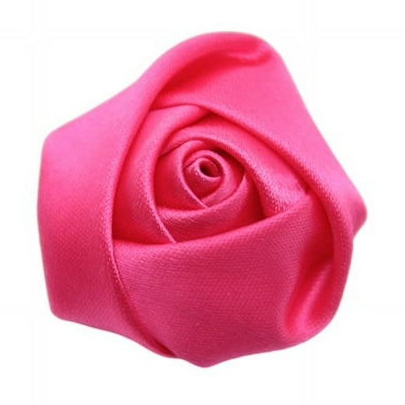 Nvzi-a 20PCS Satin Ribbon Rose,Handmade Fabric Flowers for DIY Sewing Crafts Appliques Weddings Clothing Decor,Pink Red