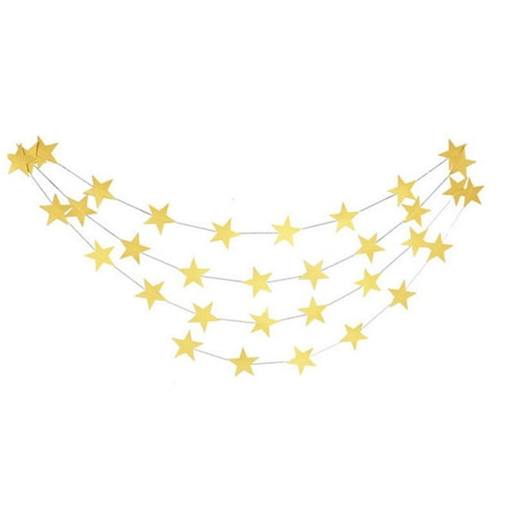 Nvzi-a 2Pack 13 Feet Glitter Star Garland Banner Decoration Bright Hanging Bunting Banner Star Backdrop for Graduation Halloween Wedding Birthday Festival Party Decorations,Golden