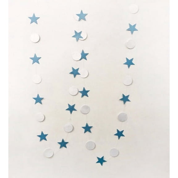 Nvzi-a 2Pack 13 Feet Glitter Star Garland Banner Decoration Bright Hanging Bunting Banner Star Backdrop for Graduation Halloween Wedding Birthday Festival Party Decorations,Blue pentagram White disc