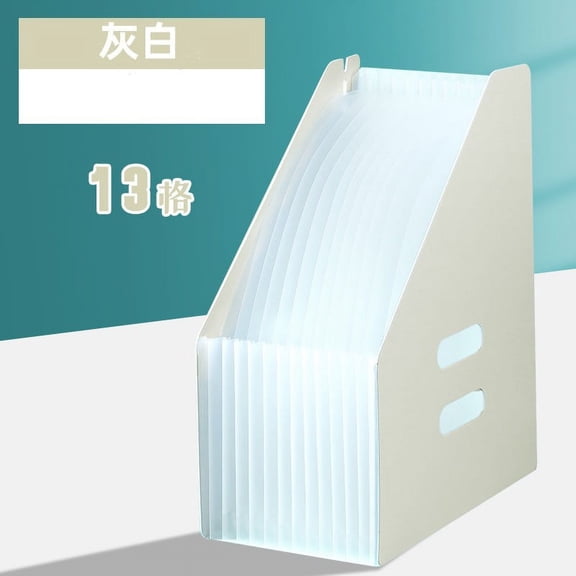 Fatty Farmer 2Pcs Extended File Rack Folder Stand A4 Mini File Manager Magazine Basket Desktop 13 Pocket File Rack with Handle for Office Bill Storage, Beige