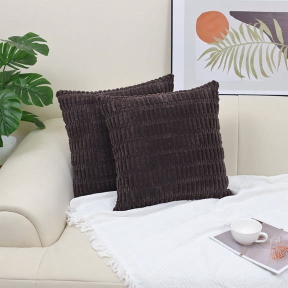 Nvzi-a 2Pcs Simple wheat grain solid color pillowcase Classic and timeless, a simple pillowcase in a solid color that matches any bed 15.75x15.75inch(brown