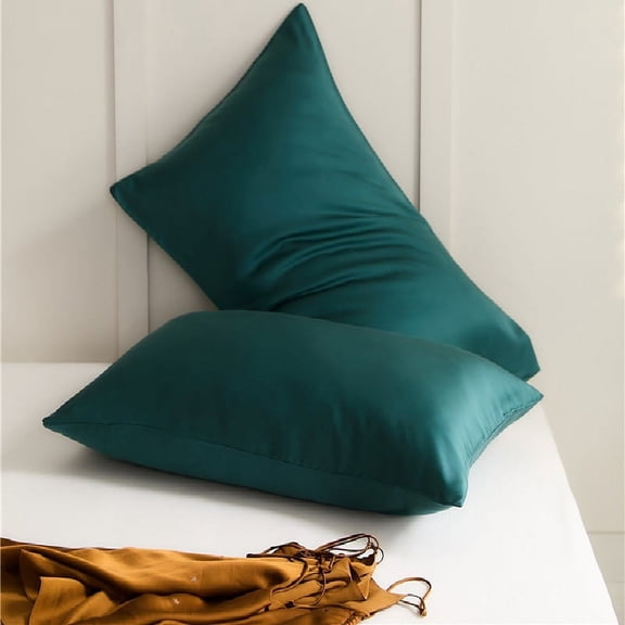 Nvzi-a 2Pcs Solid color pillowcase item Light luxury life, selected fabric pillowcase, guard your sweet dream 18.9x29.13inch(Dark green