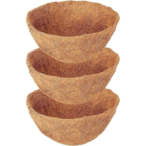 Nvzi-a 3 Pack 8 Inch Hanging Basket Coco Liners Replacement, 100% Natural Round Coconut Coco Fiber Planter Basket Liners for Hanging Basket Flowers/Vegetables