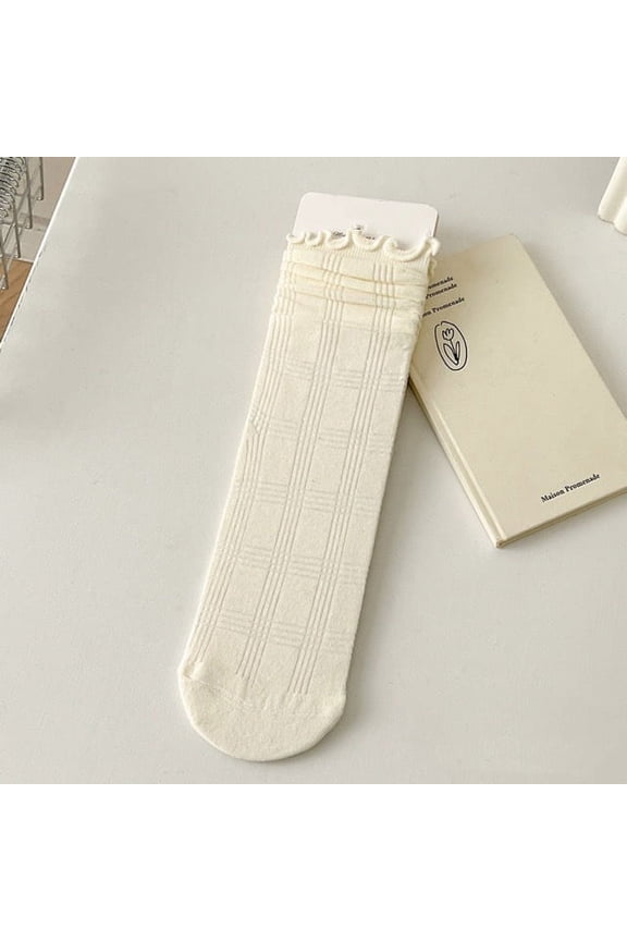 3 Pairs Women's Thin Cotton Socks,Soft Cotton Bootie Socks Women Above Ankle Crew Socks (White A16)