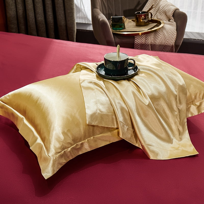 Nvzi-a 3Pcs Double sided silk pillowcase Soft and skin-friendly, silky touch pillowcase, giving the skin a luxurious hug 18.9x29.13inch(camel）