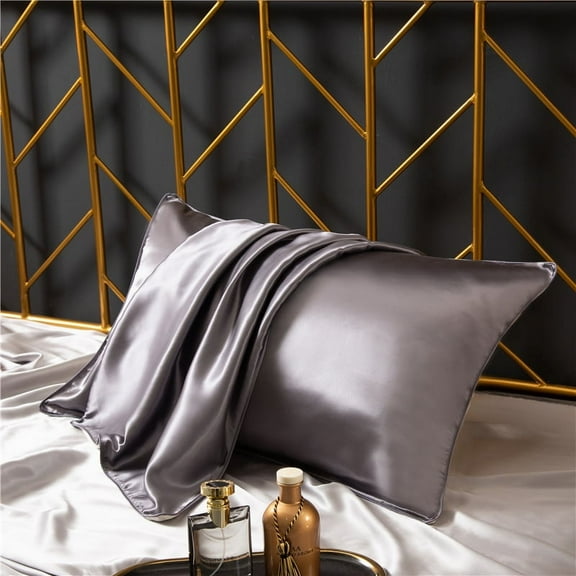 Nvzi-a 3Pcs Silk pillowcase 100% mulberry silk pillowcase Soft and skin-friendly, silky touch pillowcase, giving the skin a luxurious hug 18.9x29.13inch(gray