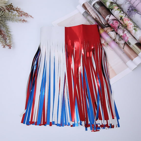 Nvzi-a 5 Pack Foil Fringe Banner Hanging Patry Decoration Backdrop for Baby Shower, Highchair, Birthday Macron Banner Backdrop Decor 118 In(L) X 11.8 In(W),Red, White, Blue
