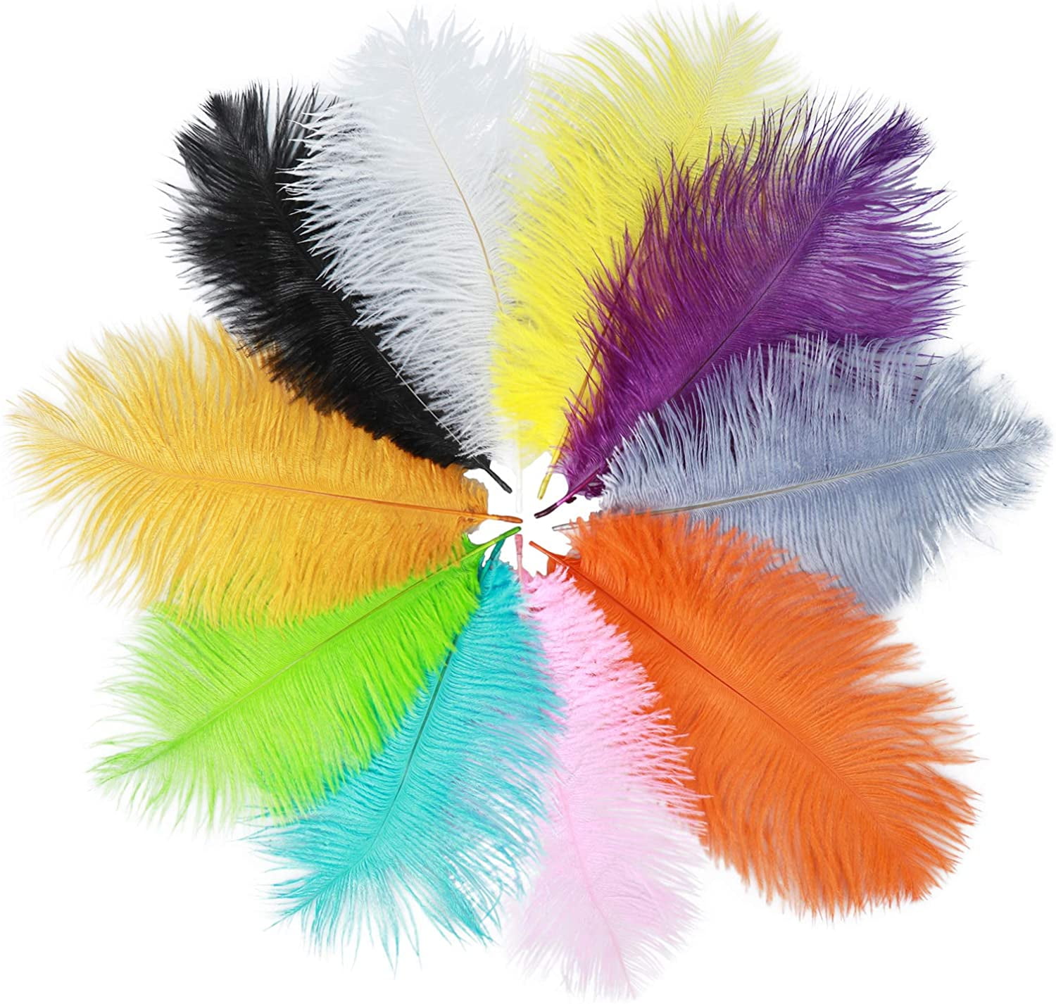 Nvzi-a 50 Pieces Ostrich Feathers, 7.9-9.8inch Mixed Color Ostrich Feathers Craft Art Soft Feathers for Wedding Centerpieces, Festival Party, DIY Art Craft, Home Decoration
