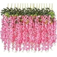 thumbnail image 1 of Nvzi-a 6 Pack Artificial Fake Wisteria Vine Ratta Hanging Garland Silk Flowers String Party Home Wedding Decor, 3.75 Feet/Piece,Pink, 1 of 4