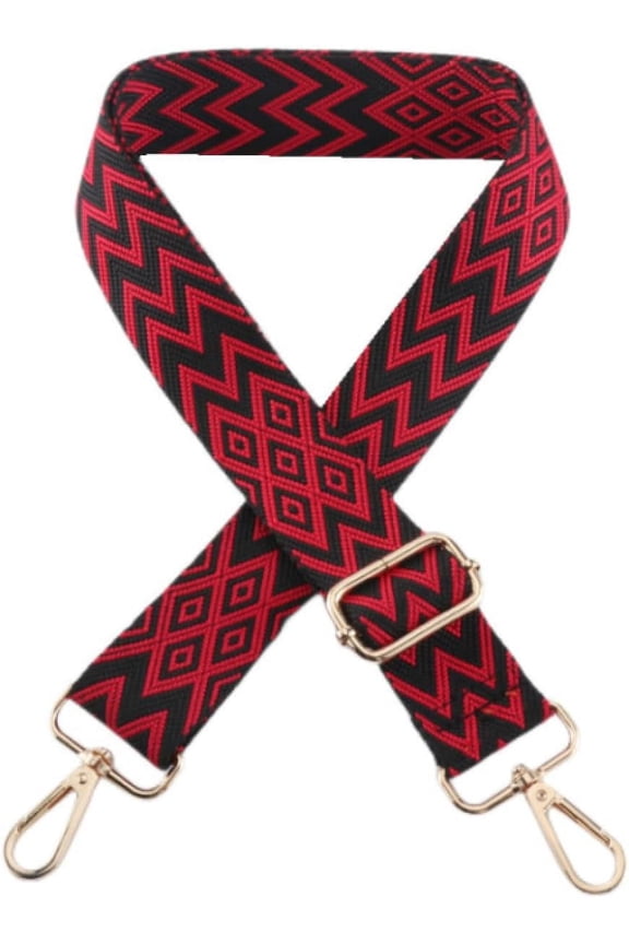 Adjustable Length 11-51 inch Embroidered Shoulder Bag Strap, Wallet Strap Crossbody Bag Strap Women's Bag AccessoriesBlack Red