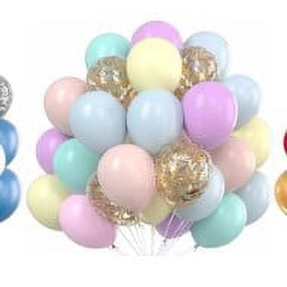 Nvzi-a Balloons, 30PCS 12 Inch Confetti Balloons and Metallic Purple Pink Latex Balloons with Ribbon, Party Balloons for Girls Birthday Baby Shower Wedding Party DecorationsJ