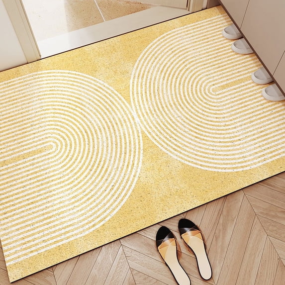 Nvzi-a Bathroom Rug Mat , Non-Slip Plush Shaggy Bath Carpet, Machine Wash Dry, Yellow,24*16inch