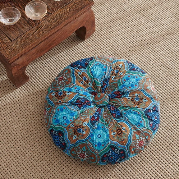 Nvzi-a Boho Round Chair Pad Seat Cushions Mandala Bohemian Decorative Throw Pillow Soft Comfy Cushion Pillow for Living Room, Kitchen, Office or Reading (Blue,16")