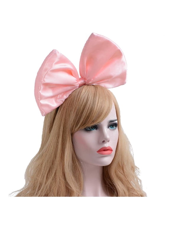 Bow Headband Big Bow Headband Headband Women's Bow Headband Holiday Party Decoration Cosplay Clothing Cute Christmas Halloween Headband Handmade Hair Accessories 1 Pack Pink