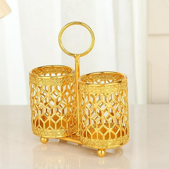 Nvzi-a Chopsticks Bucket Utensil Holder Utensil Organizer Silverware Tableware Chopstick Rack Flatware Organizer Spoon Fork Holder Cutlery Bucket Spoons Metal To Rotate Drain Rack Iron(Gold)