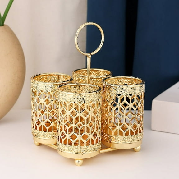 Nvzi-a Chopsticks Bucket Utensil Holder Utensil Organizer Silverware Tableware Chopstick Rack Flatware Organizer Spoon Fork Holder Cutlery Bucket Spoons Metal To Rotate Drain Rack Iron（Gold）