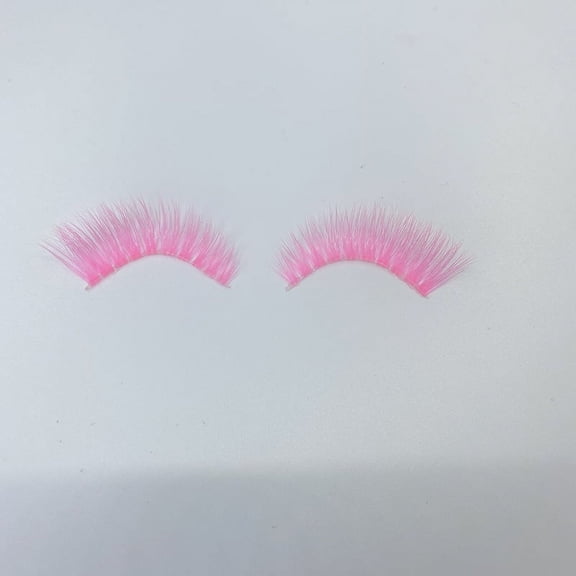 Nvzi-a Colored Eyelashes Mink Lashes , Fluffy Colorful Lash Clusters, Dramatic Long Thick Cat Fox Eye Lashes Full Curly False Eyelash, Curl Salon Extensions Strip 5 Pairs（Pink）