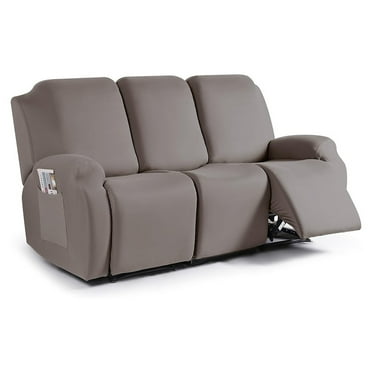 Nvzi-a Couch Cover Jacquard Stretch Sofa Covers Reclining Chair Cover for Living Room Sofa Easy Fit Washable Furniture Sofa Protector 3 seat (Grey Brown)