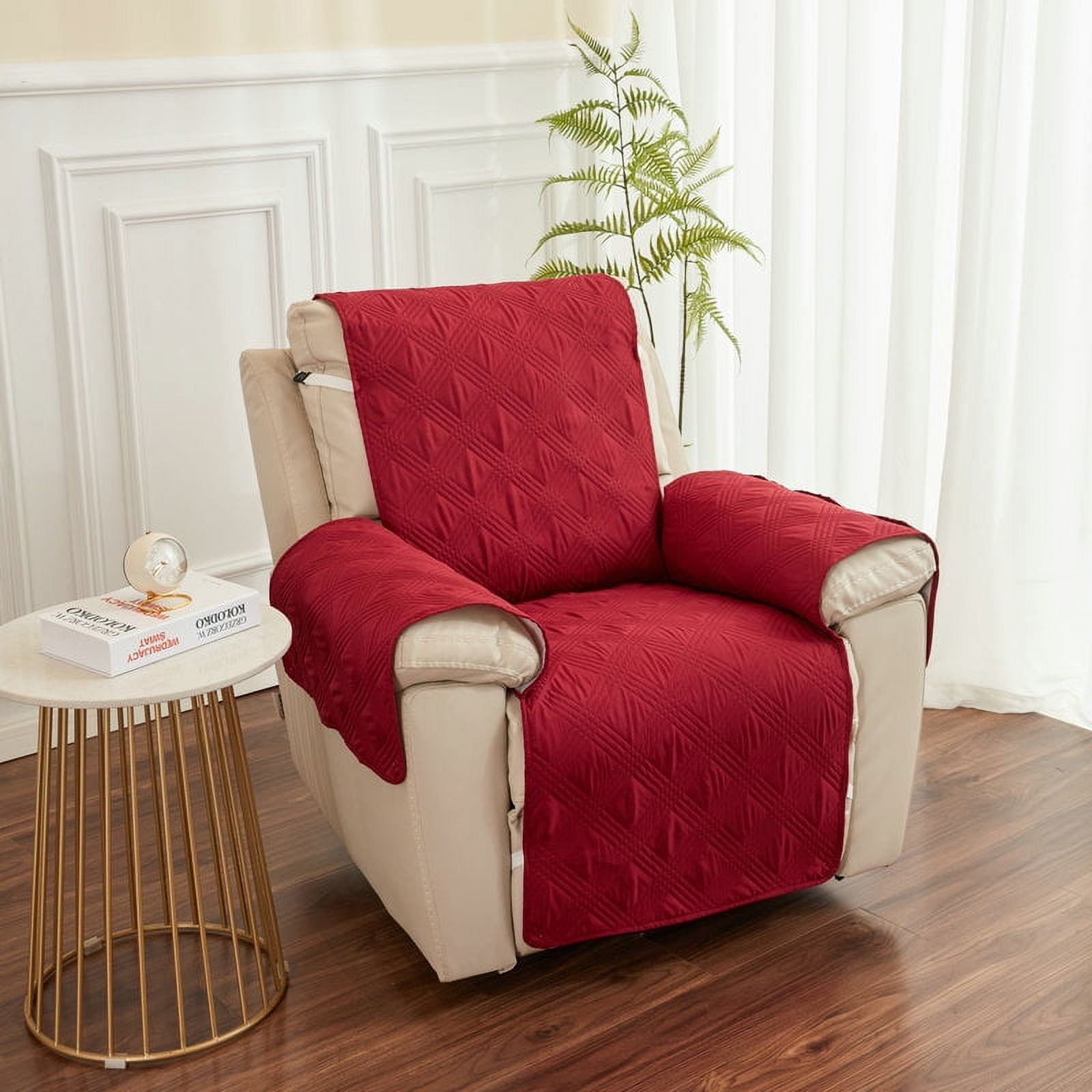 Nvzi-a Couch Cover Sofa cushion Single-seater Reclining Chair Cover for Living Room Sofa Easy Fit Washable Furniture Sofa Protector 21.65*78.74inch (Dark Red)