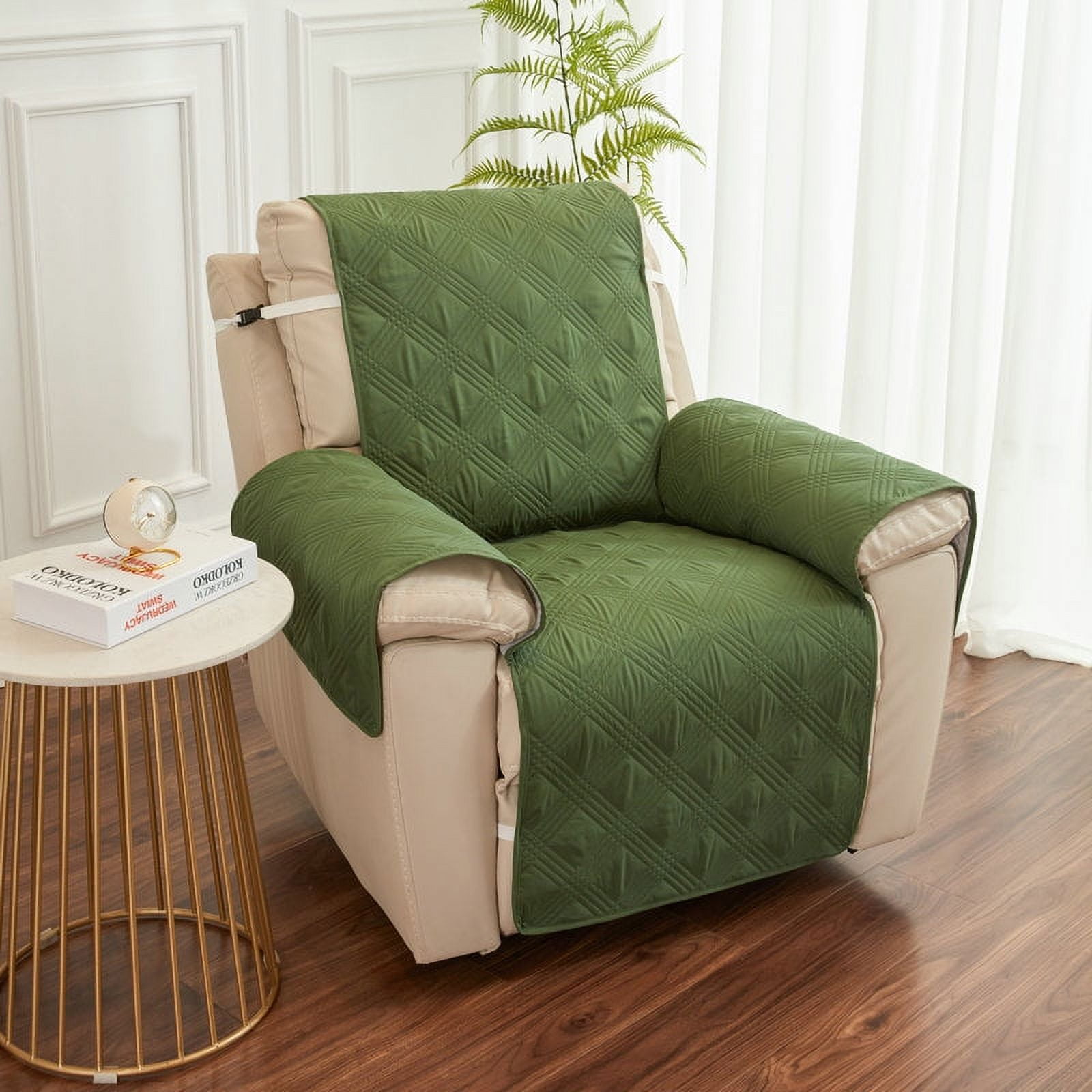 Nvzi-a Couch Cover Sofa cushion Single-seater Reclining Chair Cover for Living Room Sofa Easy Fit Washable Furniture Sofa Protector 21.65*78.74inch (Green)