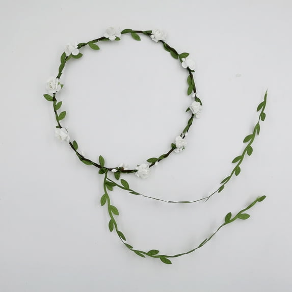 Nvzi-a Crown Floral Garland,Headband Rose Flower Wreath Handmade Bohemian Style Headdress for Bridal Headwear Party Festivals Hair Accessories(White)