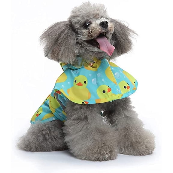 Nvzi-a Dog Reflective Raincoat with Hood Harness Hole, Waterproof Slicker Poncho for Small Medium Dogs and Puppies (Large, Duck)