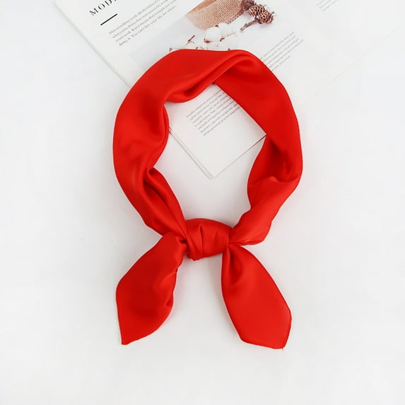 Nvzi-a Elegant Personalized Scarf, Solid Color Small Square Scarf 70 * 70cm Solid Color Simple Versatile Spring/Summer Scarf (Red)