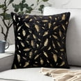 thumbnail image 1 of Nvzi-a Faux Fur Throw Pillows Cover with Gold Leaves Super Soft Plush Square (Black, 18"x18"), 1 of 2