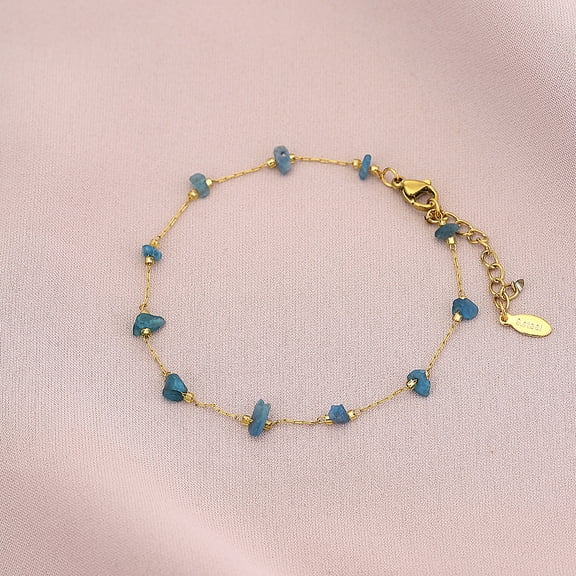 Nvzi-a Handmade Beaded Bracelet, Suitable for Both Men and Women, Summer Fashion Natural Titanium Steel Bracelet (Blue)