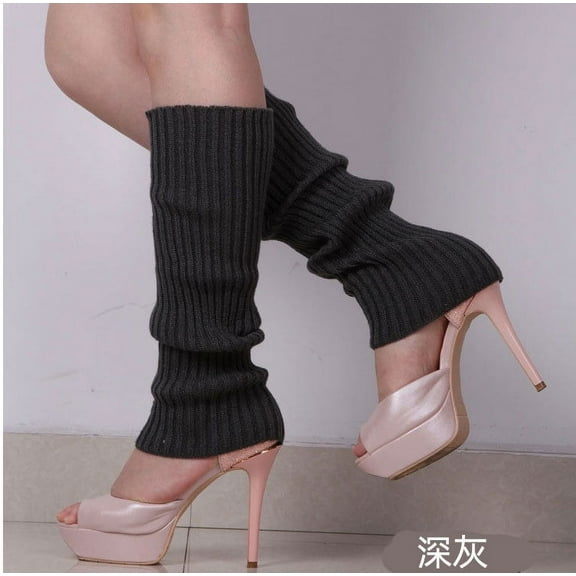 Nvzi-a Leg Warmers for Women, Leg Warmers Knit with Anti-slip Elastic Cuff, Y2K Fashion Party Sports Yoga Ballet Dance,Dark Grey
