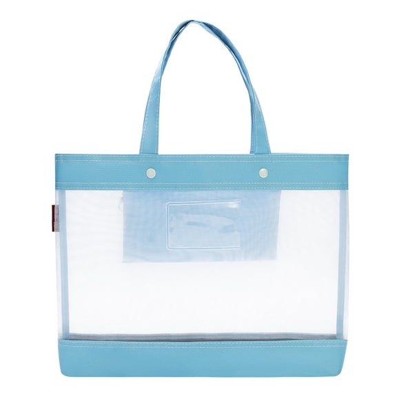 Nvzi-a Mesh Zipper Pouch 15.75*11in, Large Double Pocket File Bag with Handle, A4 Size Foldable Document Storage for Puzzle Project/Cross Stitch/Travel/OfficeBlue