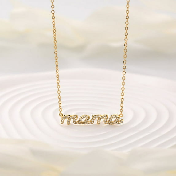 Nvzi-a Mothers Day Gifts for Mom Necklaces for Mama Birthday Present for Mom Stainless Steel Letter Necklace(Gold)