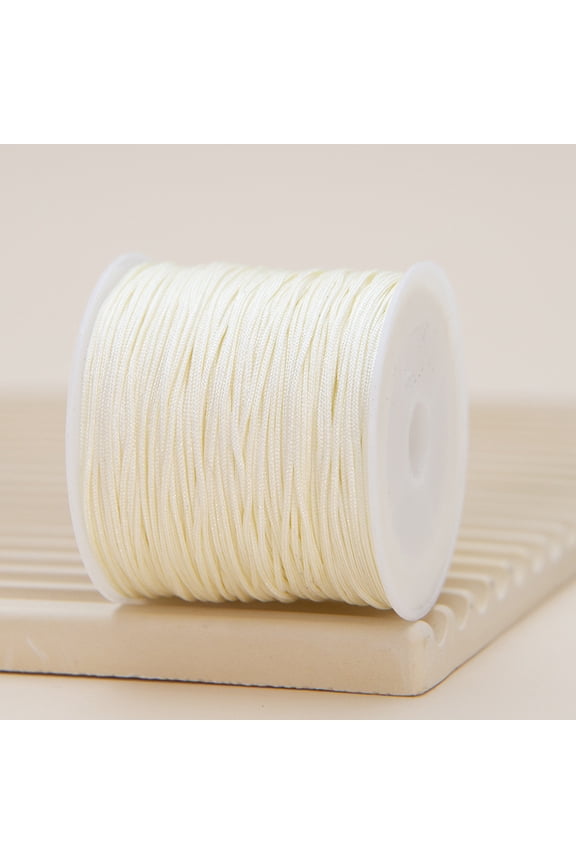 Nylon Thread Bracelet Cord, Satin Rattail Silk Cord Silky Beading String, Braided Bracelets, Pendants Necklace, Keychains Lanyards, Jewelry Making-Beige