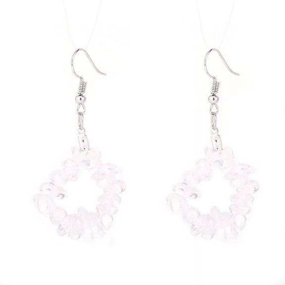Nvzi-a Personalized Natural Stone Earrings, Irregular Natural Stone Beads Hanging Earrings (White)