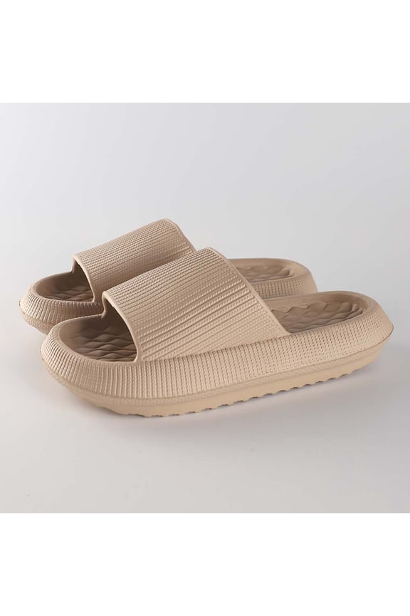 Pillow Slippers for Women and Men Non Slip Quick Drying Shower Slides Bathroom Sandals Ultra Cushion Thick SoleSize38-39Khaki