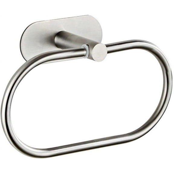 Nvzi-a Self Adhesive Towel Ring for Bathroom Stainless Steel Adhesive Hand Towel Holder No Drilling Modern Hand Towel Hanger Stick on Wall Brushed Nickel