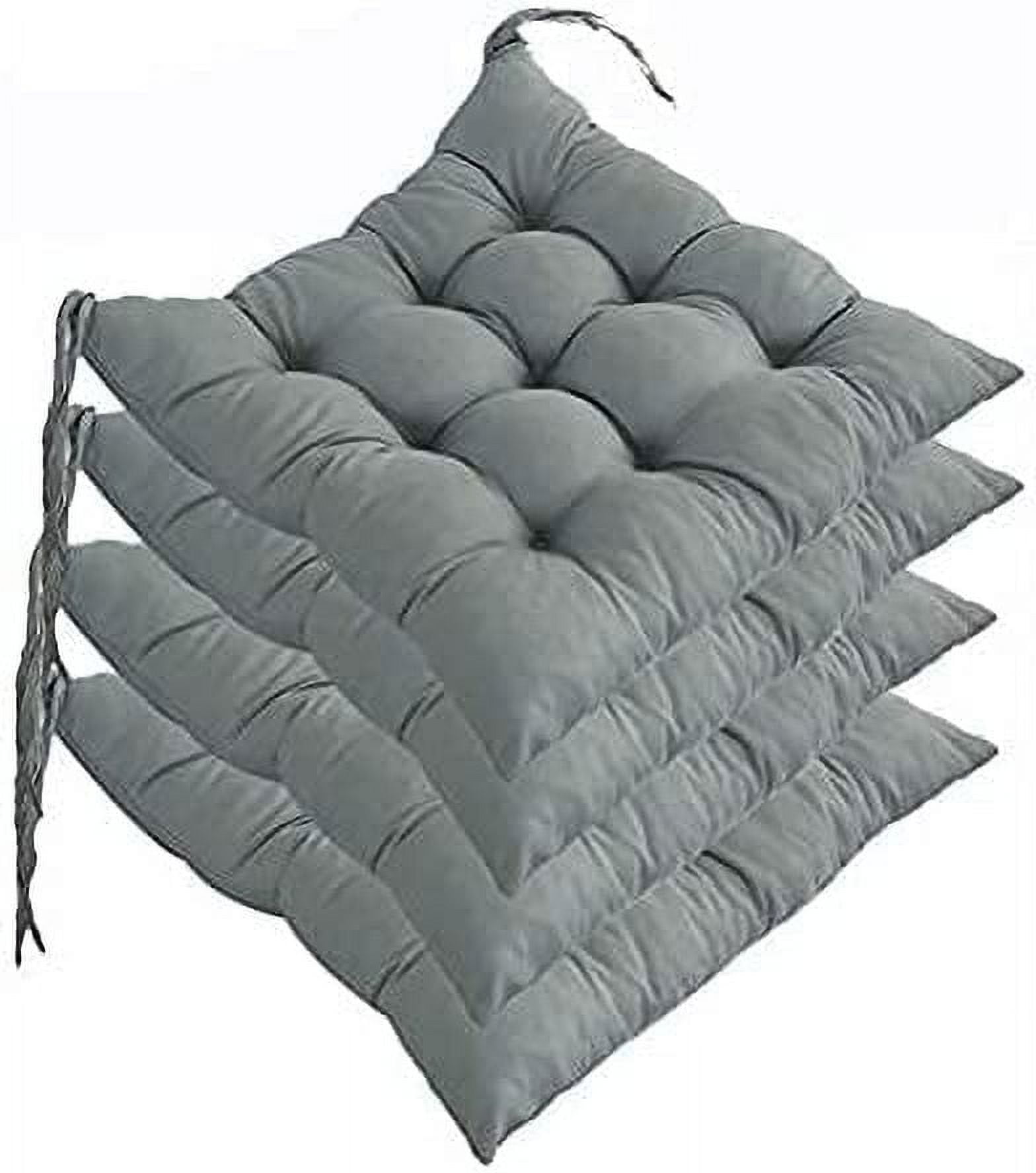 Nvzi-a Set of 4 Indoor/Outdoor Chair Cushion, Cotton Chair Pads Square, Cushions for Wicker Chair Seat, for Rocking, Dining, Patio, Camping, Kitchen Chairs (40X40cm),Gray