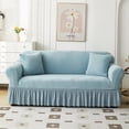 thumbnail image 1 of Nvzi-a Sofa Cover for Jacquard with hemline sofas Stretch Couch Covers for Living Room Easy Fit Washable Furniture Sofa Protector 1 Seat，35.43-55.11inch (Blue B), 1 of 4